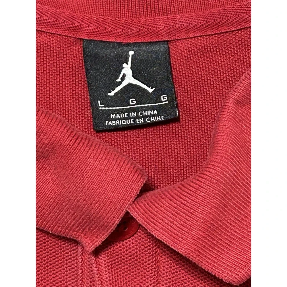 Vintage Nike Air Jordan Polo Shirt Mens L 23 Jumpman Embroidered Logo Red On Red